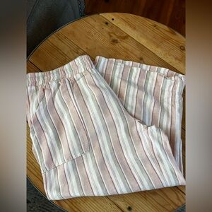 Striped Women's capris in Pink and Cream